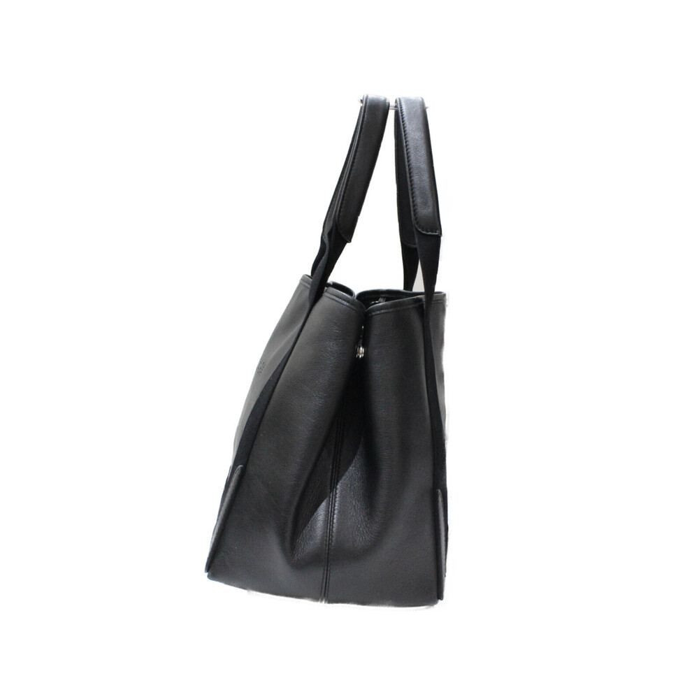 BALENCIAGA Navy Blue Cabas Shoulder Leather Canvas Black Tote Bag Pouch Classic - Picture 2 of 7